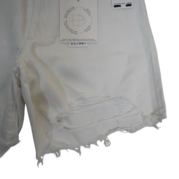 DL1961 Womens 28 Emilie Ripped High Waist Fray Hem Denim Shorts in White NEW - Picture 6 of 12